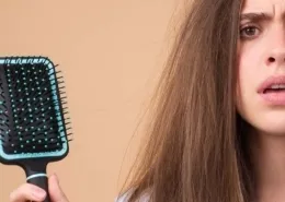 Woman with frizzy hair