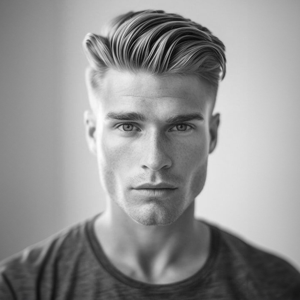 slicked-back pompadour undercut hairstyle