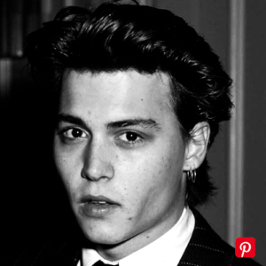 Jonny Depp in the 90s with a slick-back hairstyle