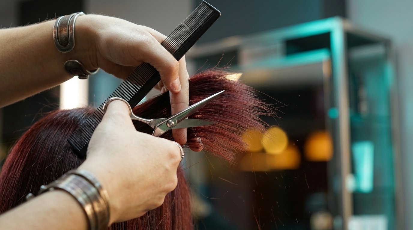 Women's haircut and styling
